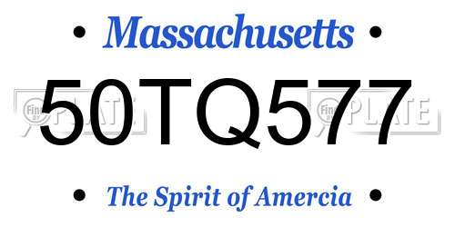 50TQ577 Massachusetts License Plate