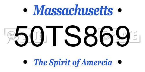 50TS869 Massachusetts License Plate