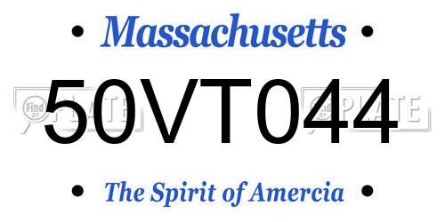 50VT044 Massachusetts License Plate