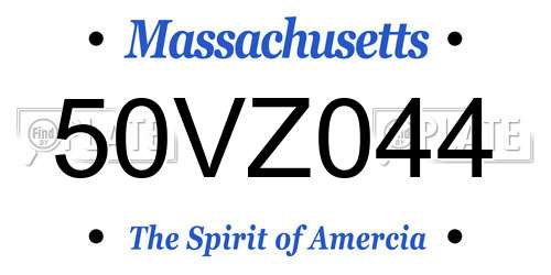 50VZ044 Massachusetts License Plate