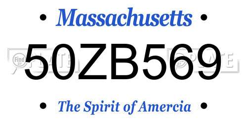 50ZB569 Massachusetts License Plate