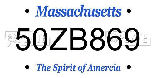 50ZB869 Massachusetts License Plate