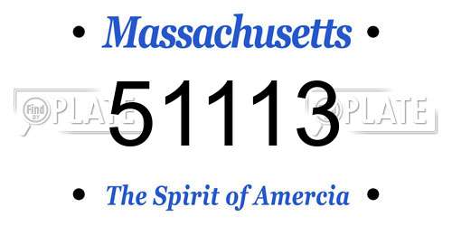 51113 Massachusetts License Plate