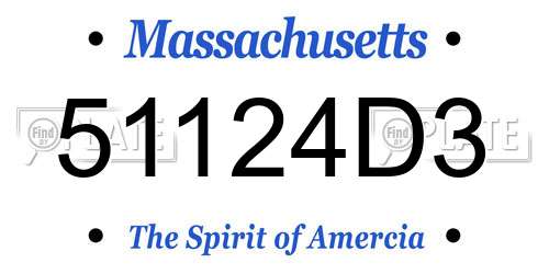 51124D3 Massachusetts License Plate