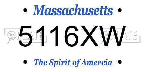 5116XW Massachusetts License Plate