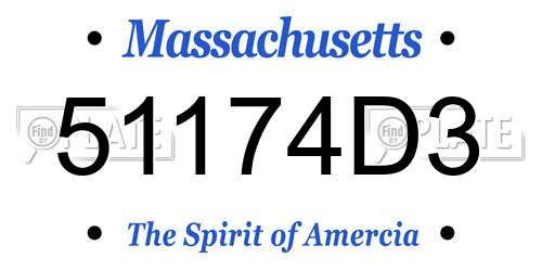 51174D3 Massachusetts License Plate