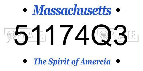 51174Q3 Massachusetts License Plate