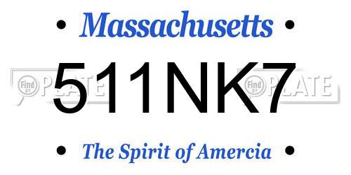 511NK7 Massachusetts License Plate