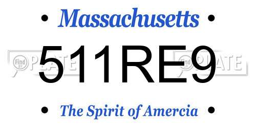 511RE9 Massachusetts License Plate