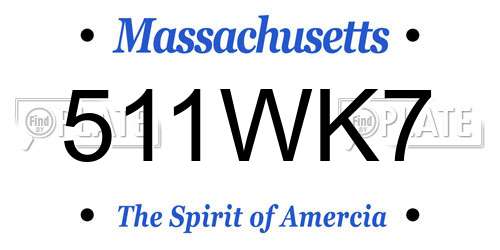 511WK7 Massachusetts License Plate