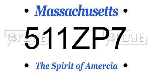 511ZP7 Massachusetts License Plate