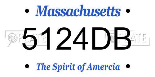 5124DB Massachusetts License Plate