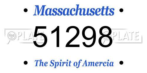 51298 Massachusetts License Plate