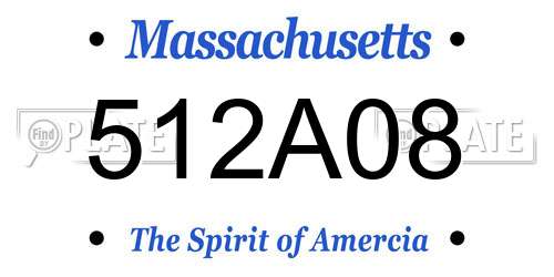 512A08 Massachusetts License Plate
