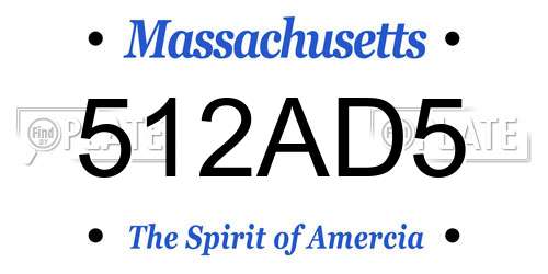 512AD5 Massachusetts License Plate