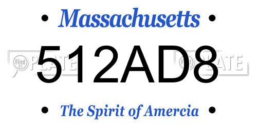 512AD8 Massachusetts License Plate