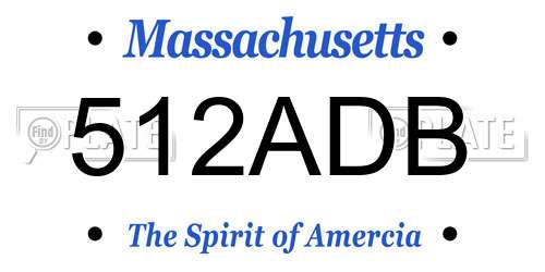 512ADB Massachusetts License Plate