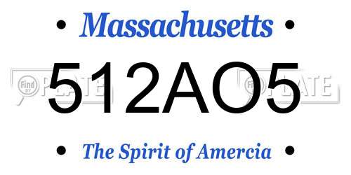 512AO5 Massachusetts License Plate