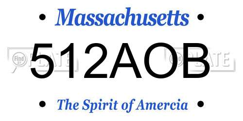 512AOB Massachusetts License Plate