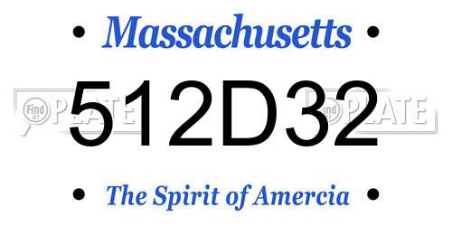 512D32 Massachusetts License Plate