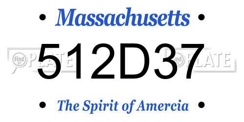 512D37 Massachusetts License Plate