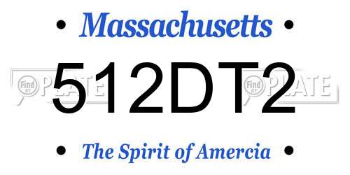 512DT2 Massachusetts License Plate