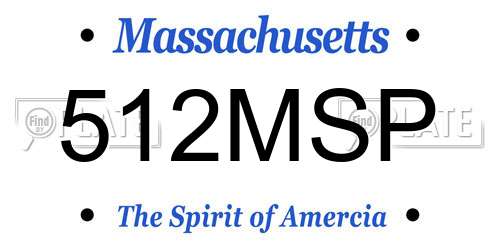512MSP Massachusetts License Plate