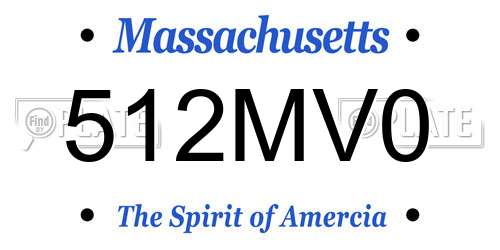 512MV0 Massachusetts License Plate