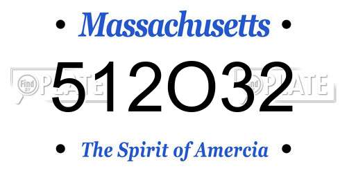 512O32 Massachusetts License Plate