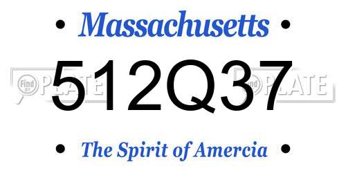 512Q37 Massachusetts License Plate