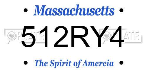 512RY4 Massachusetts License Plate