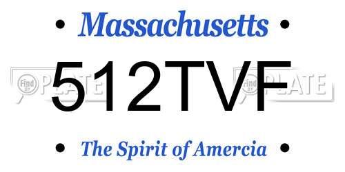 512TVF Massachusetts License Plate