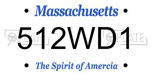 512WD1 Massachusetts License Plate