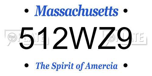512WZ9 Massachusetts License Plate