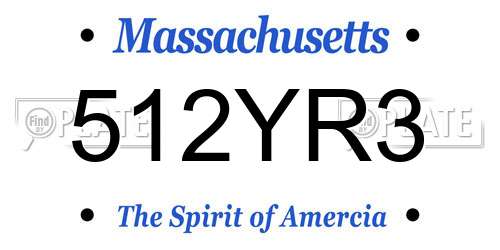 512YR3 Massachusetts License Plate