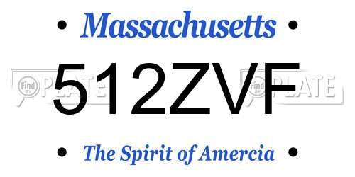 512ZVF Massachusetts License Plate