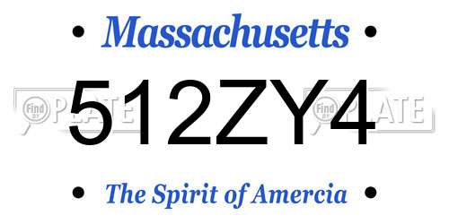 512ZY4 Massachusetts License Plate