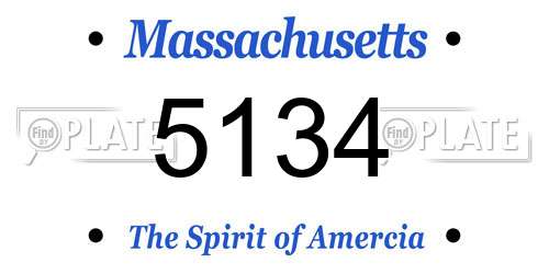 5134 Massachusetts License Plate