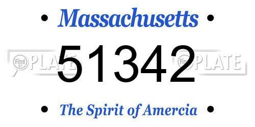 51342 Massachusetts License Plate