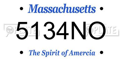 5134NO Massachusetts License Plate