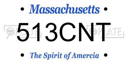 513CNT Massachusetts License Plate
