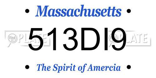 513DI9 Massachusetts License Plate