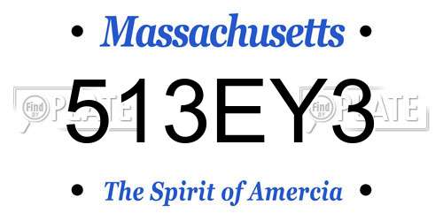 513EY3 Massachusetts License Plate