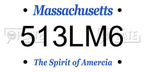 513LM6 Massachusetts License Plate