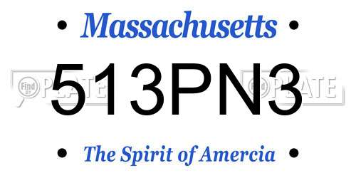 513PN3 Massachusetts License Plate