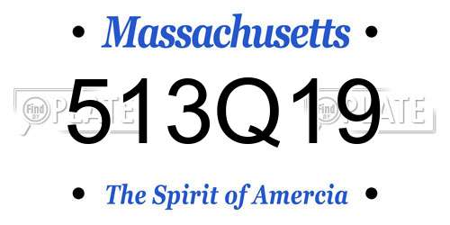 513Q19 Massachusetts License Plate