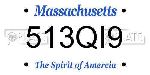 513QI9 Massachusetts License Plate