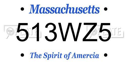513WZ5 Massachusetts License Plate