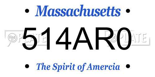 514AR0 Massachusetts License Plate