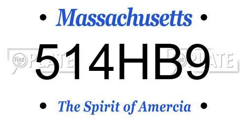 514HB9 Massachusetts License Plate